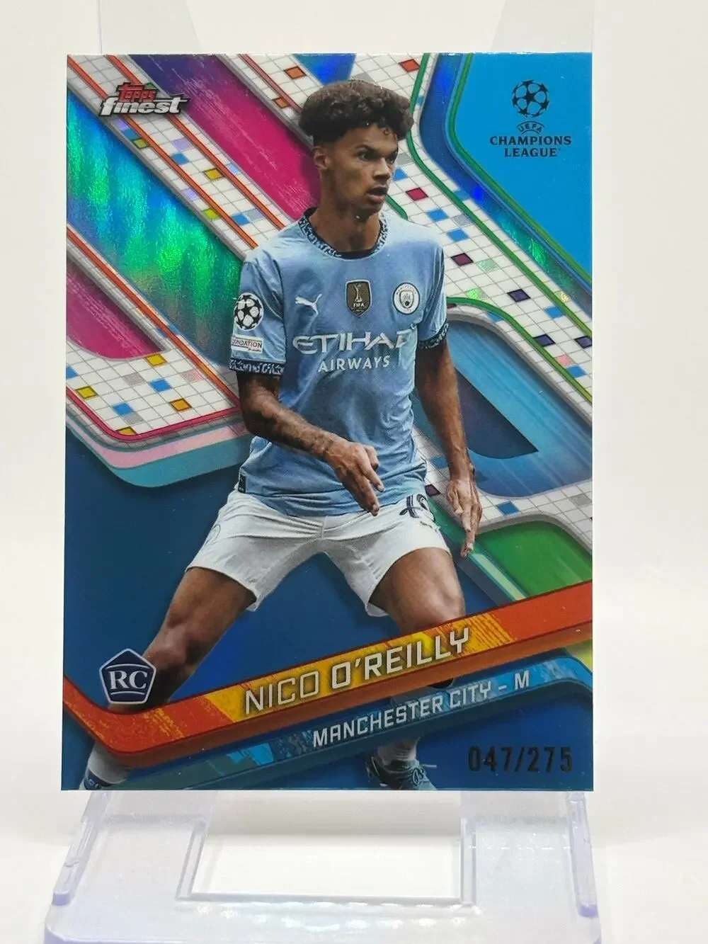 2024-25 Topps Finest UEFA Nico O'Reilly Rookie Blue Refractor /275 SP Man City
